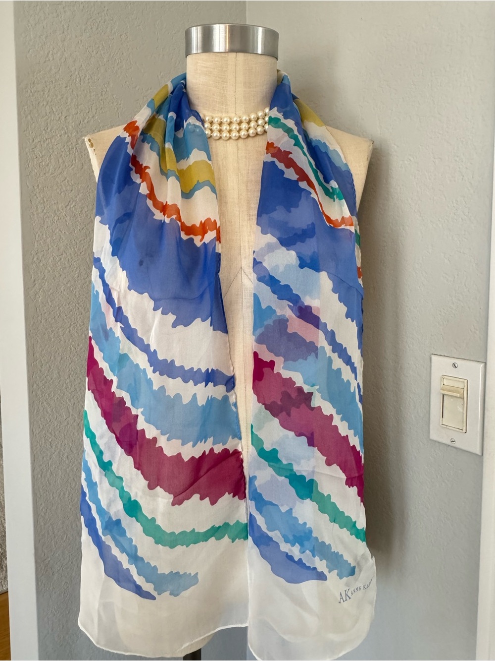100% Silk Anne Klein Sheer Scarf 60”x13”